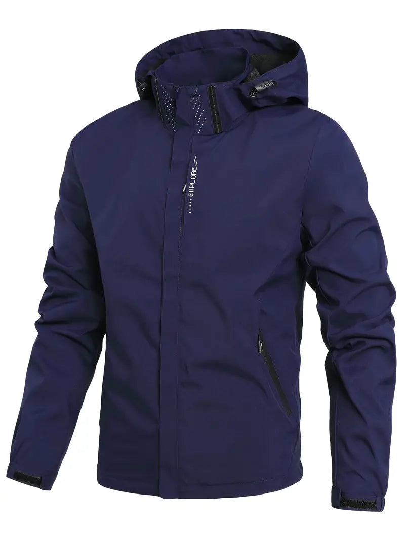 Blå marin vattentät herrjacka med justerbara ärmslut