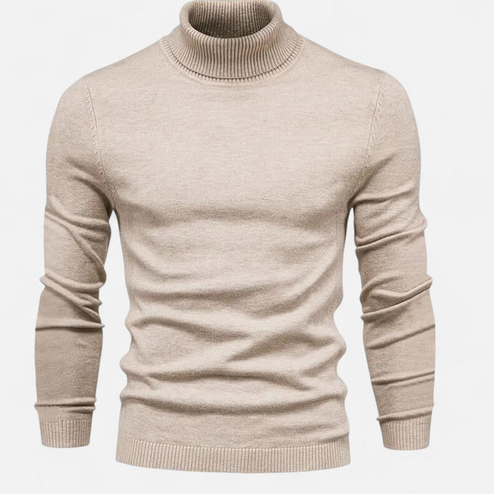 Närbild på stickad polkrage i mjukt material för män
