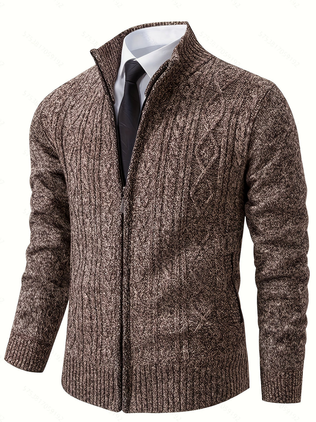 Helhetsbild av stickad cardigan med full zip för herrar