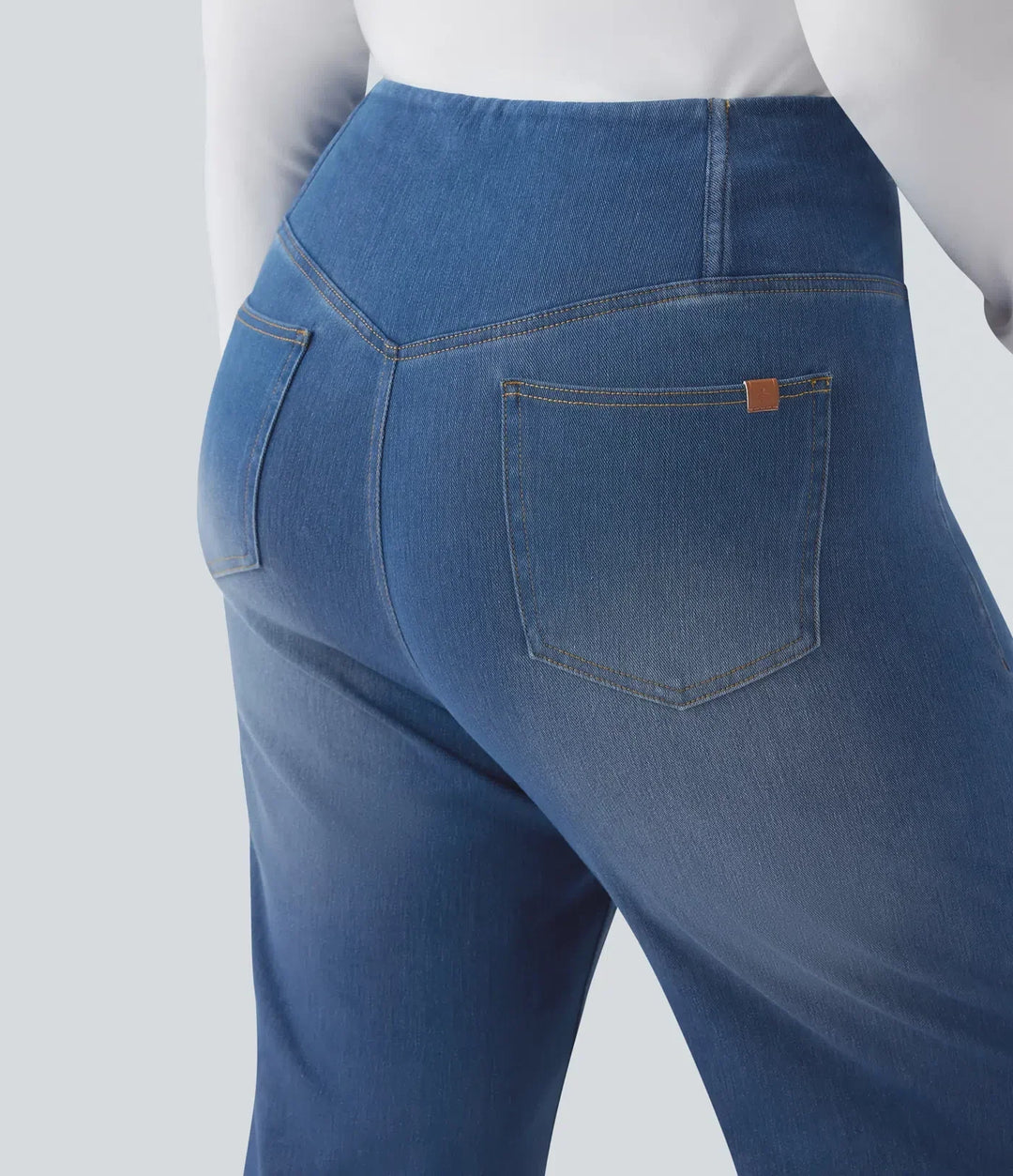 Klassiska raka damjeans med hög midja anpassade för plus size