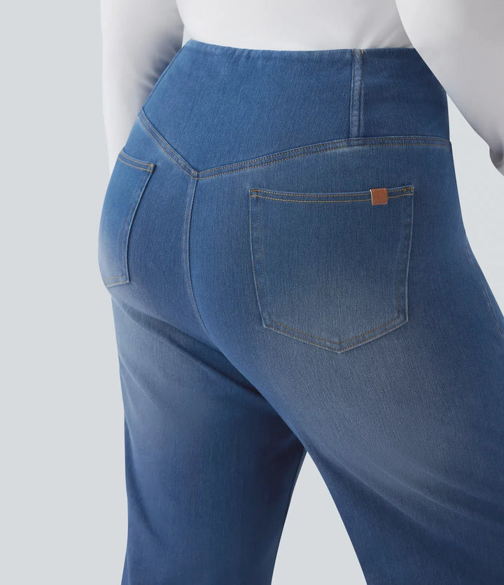 Klassiska raka damjeans med hög midja anpassade för plus size