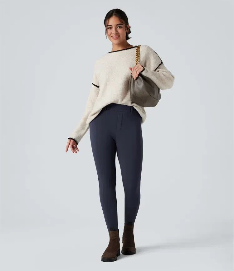 Svart damleggings med stretch och värmande funktion för kyliga dagar