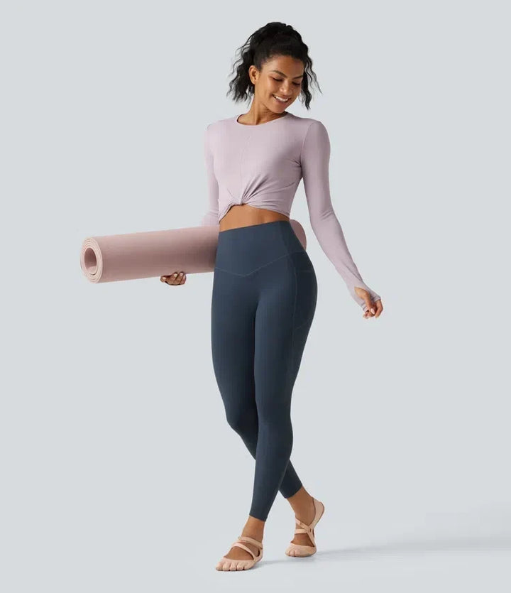 Högmidjade damtights som formar och ger stöd under yoga och träning