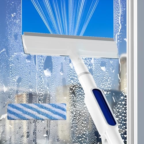 QuickShine 2-i-1 fönsterputsborste som rengör fönsterrutan med sprayfunktion