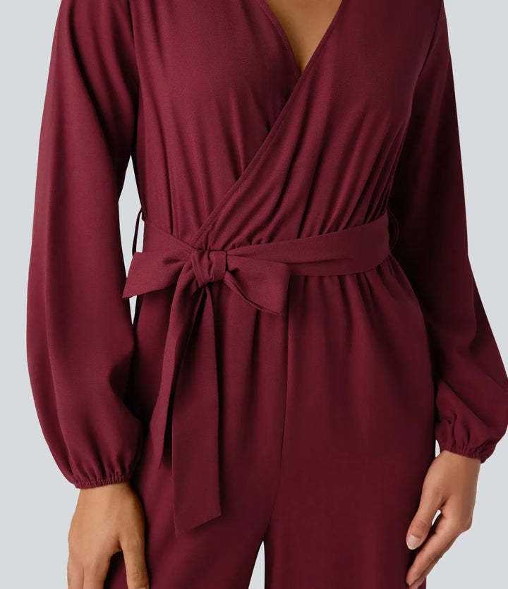 Moderna vida ben på långärmad damjumpsuit för fest och vardag