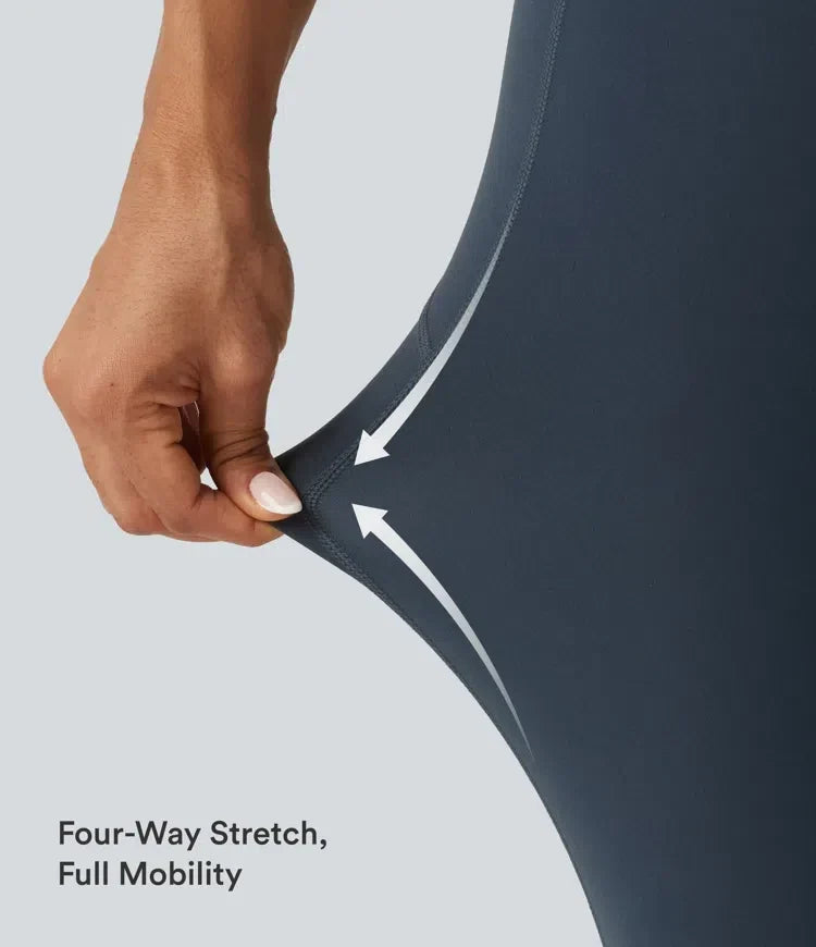 Smidiga yogabyxor med hög midja och ficka för mobilen