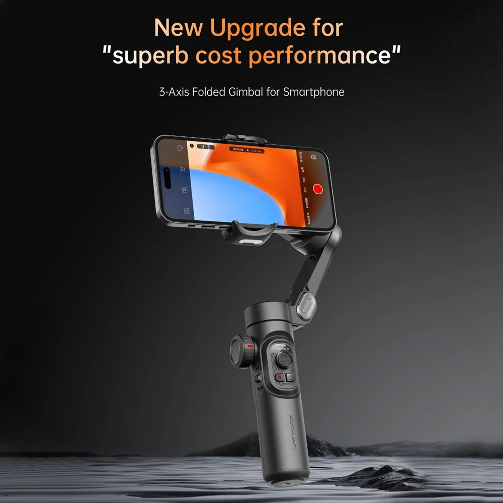 Universal smartphone gimbal i svart design för stabilisering av mobilvideo och vloggning