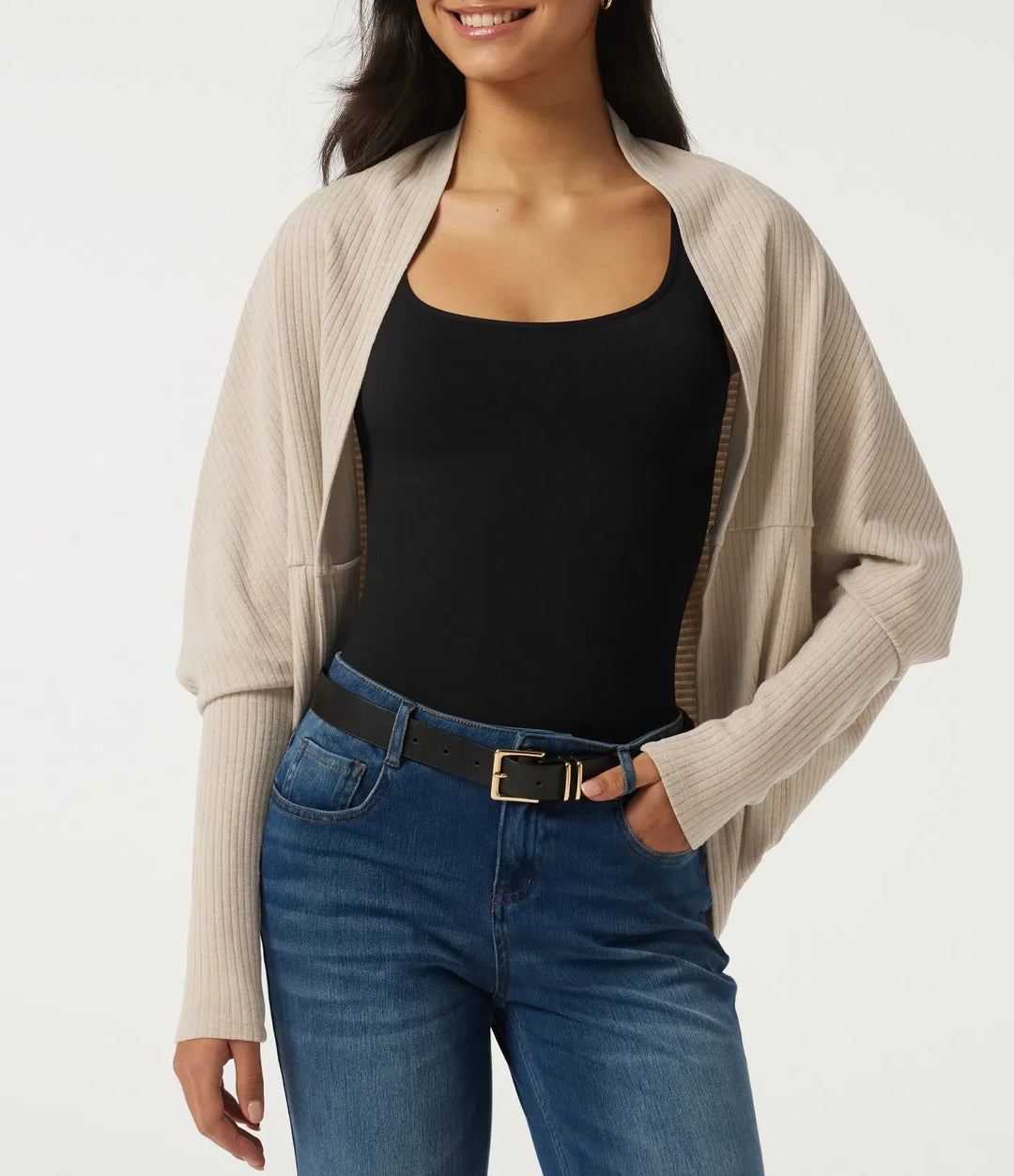 Elegant ribbstickad cardigan som passar till alla vardagsoutfits