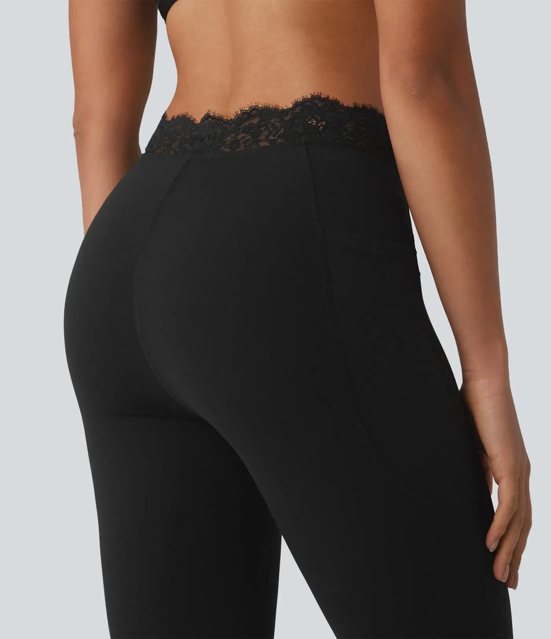 Zon för spetsdetalj på eleganta damleggings för yoga och pilates