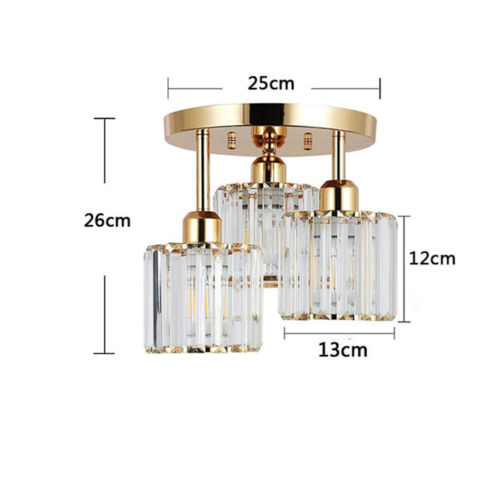 Tänd modern kristall semi-flush taklampa som visar ljuseffekten