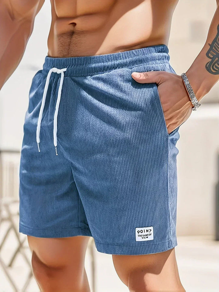Randiga herrshorts med ledig passform för sommar och strand
