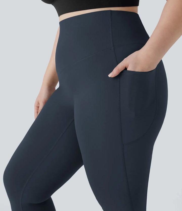 Damkläder plusstorlek: bekväma bootcut leggings med magkontroll