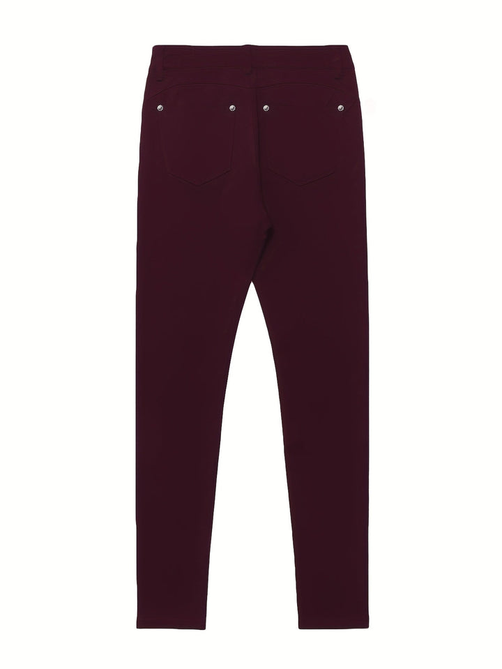 Beige slim fit jeans för dam med modern passform bakifrån