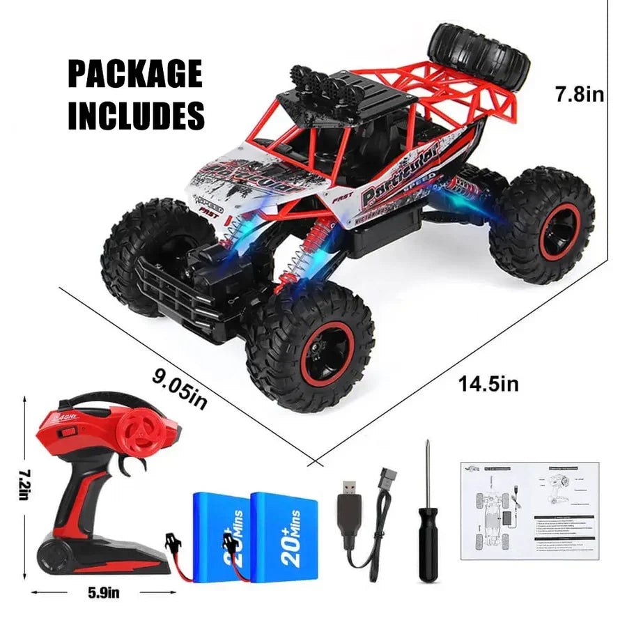 Offroad leksaksbil med robust konstruktion och stötdämpare