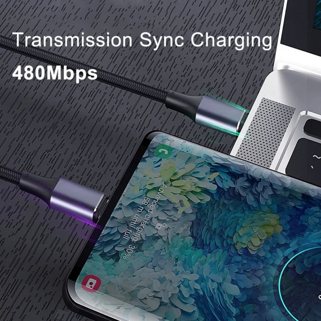 Flätad USB-C till USB-C laddkabel för snabb och säker strömförsörjning