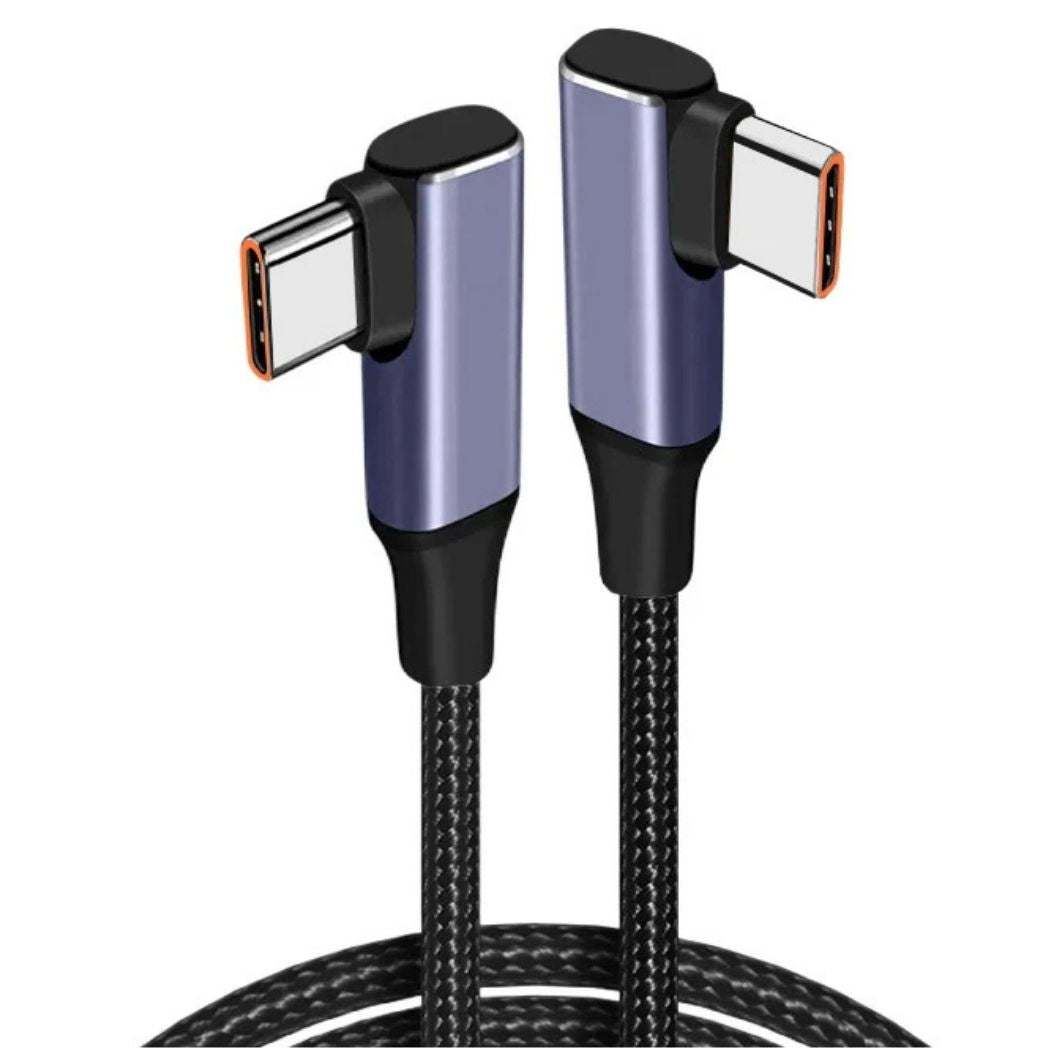 Närbild på USB-C kontakt och tålig flätad kabel för 100W laddning