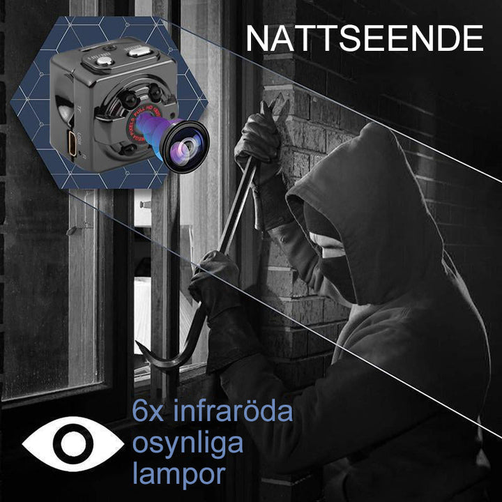 1080P Mini bodykamera med mörkerseende, ljud och klämmor, perfekt för diskret inspelning i varje miljö.