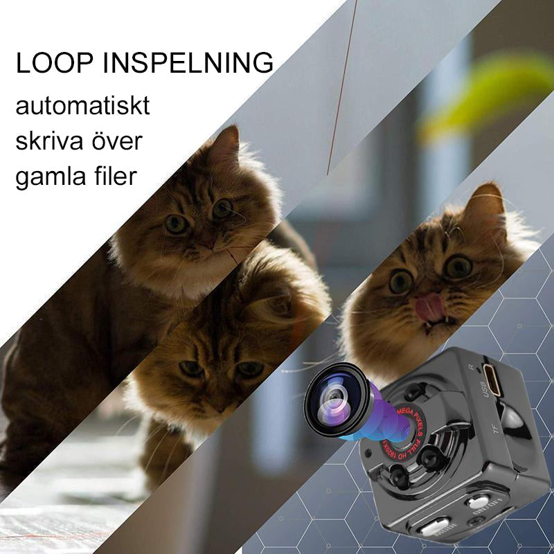 1080P Mini bodykamera med mörkerseende, ljud och klämmor, perfekt för diskret inspelning i varje miljö.