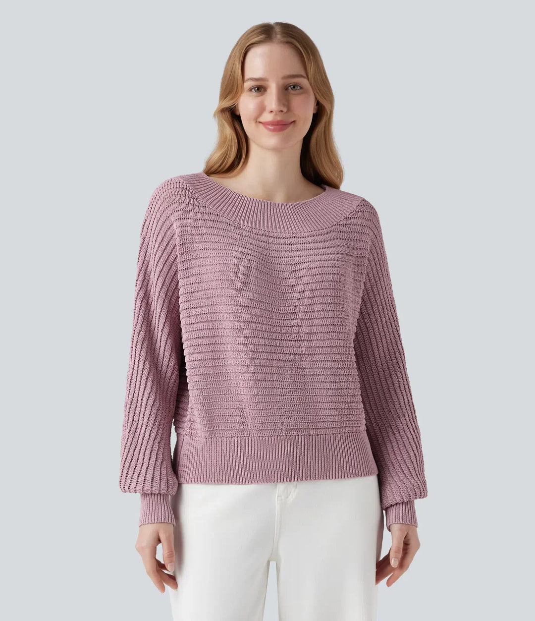 Långärmad off shoulder-tröja för kvinnor i mjukt material för vardagsbruk