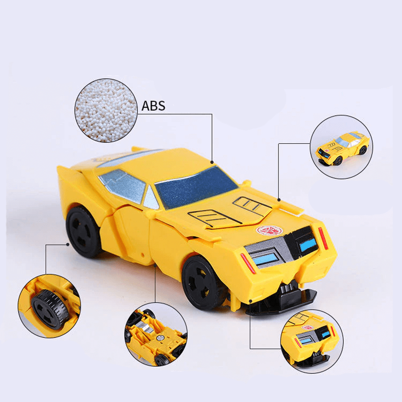 Röd transformering robotbil leksak i actionfigur-läge med häftiga detaljer