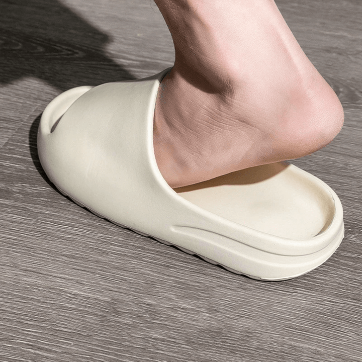 Mörkgrå mjuka slides tofflor med tjock sula för dam och herr
