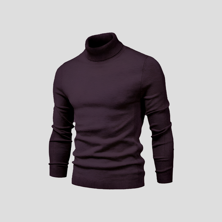 Mörkröd stilren turtleneck för herrar