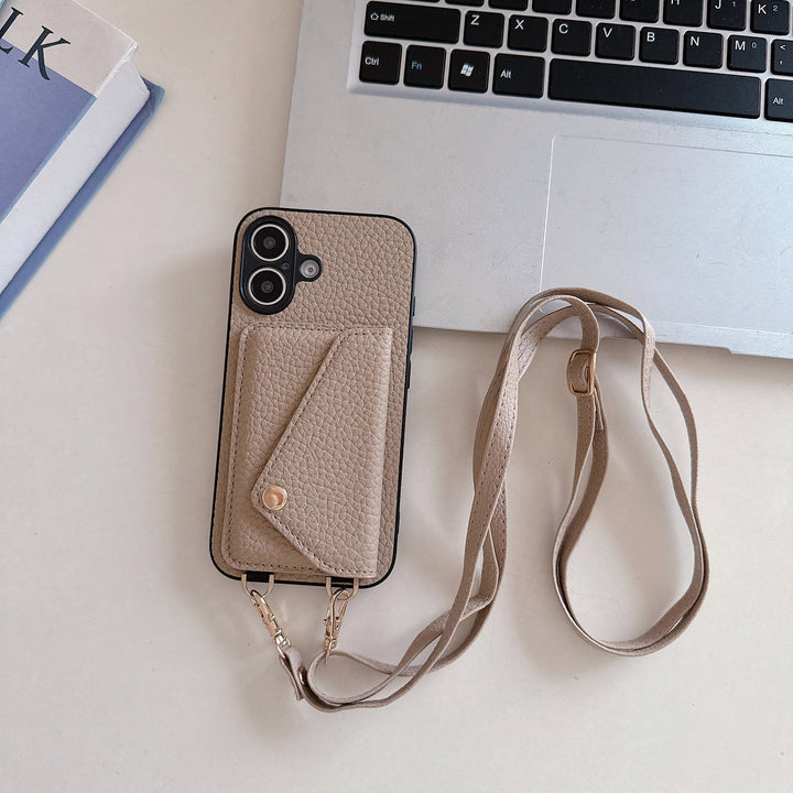 Mobilfodral med korthållare och justerbar axelrem för iPhone i snygg design