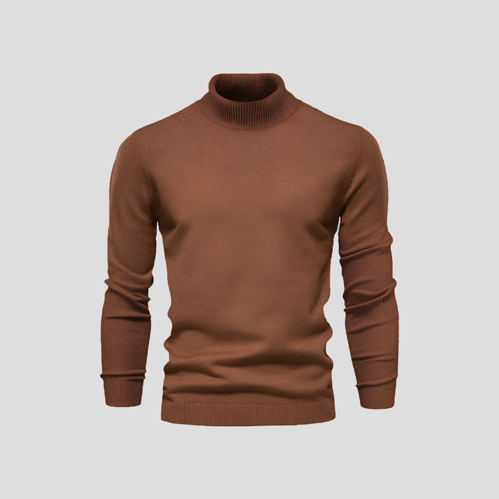 Stilren turtleneck-tröja för men i klassisk design, framifrån