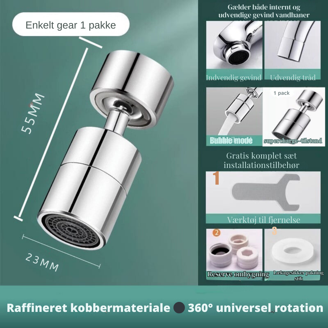 Mått och installationstillbehör för roterande kranmunstycke