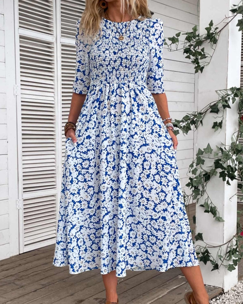 Fräsch blommig slim fit klänning