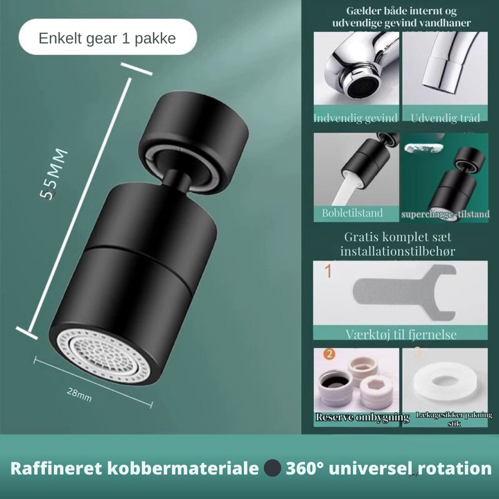 Vattenbesparande kranförlängning med dubbla flödeslägen för handfat