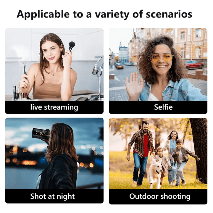 Justerbart fototillbehör med integrerat fylljus för smartphones
