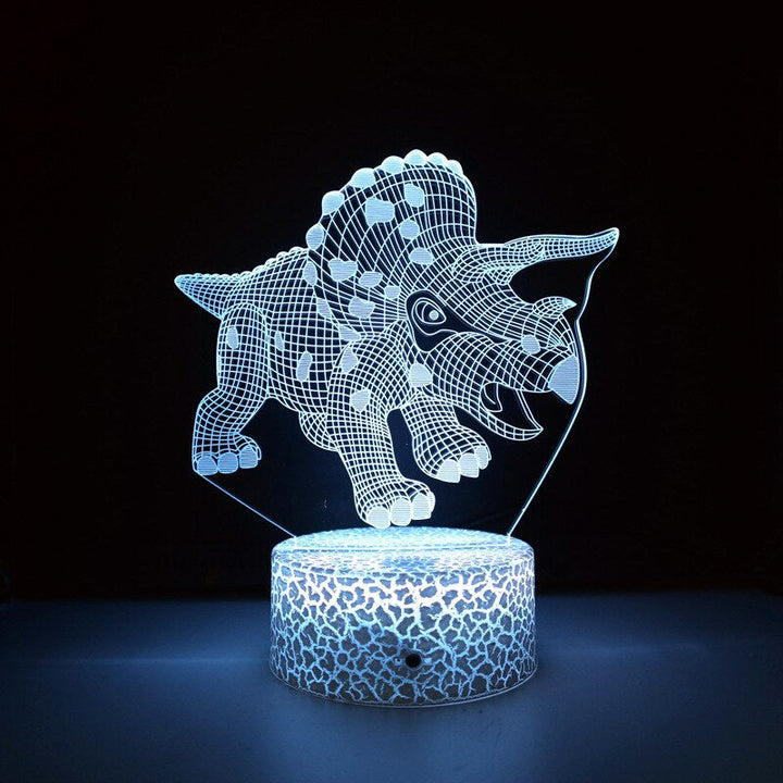 Blå 3D LED-lampa formad som en Triceratops