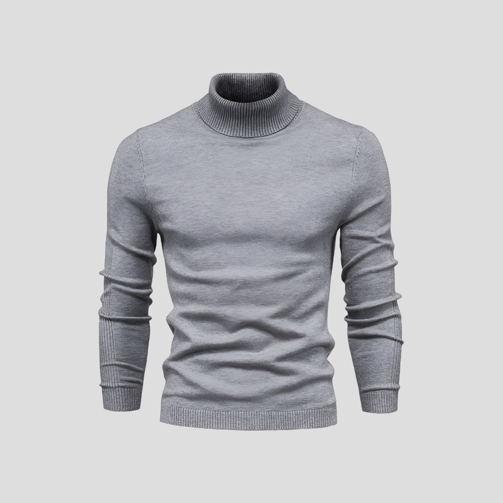 Elegant herrtröja med hög krage, närbild på textur och kvalitet