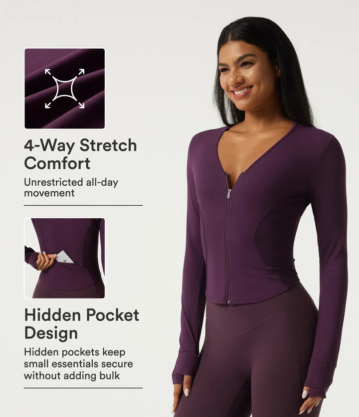 Komplett träningsoutfit med yogajacka för aktiva kvinnor