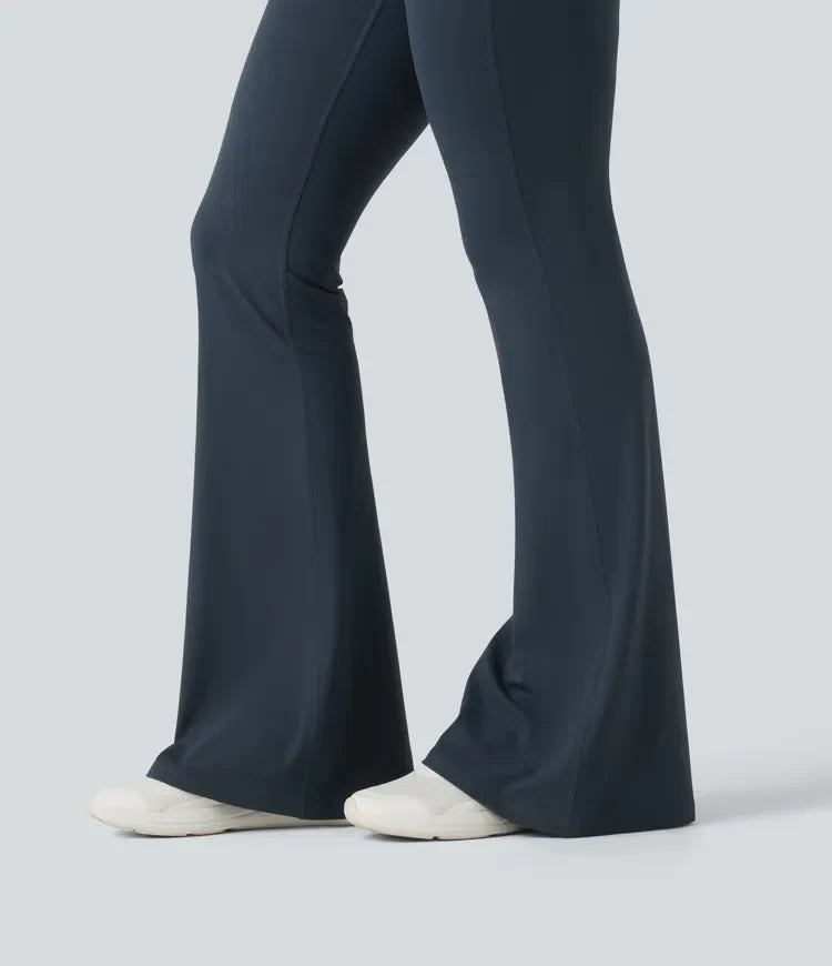 Högmidjade leggings för dam med skön passform och fickor