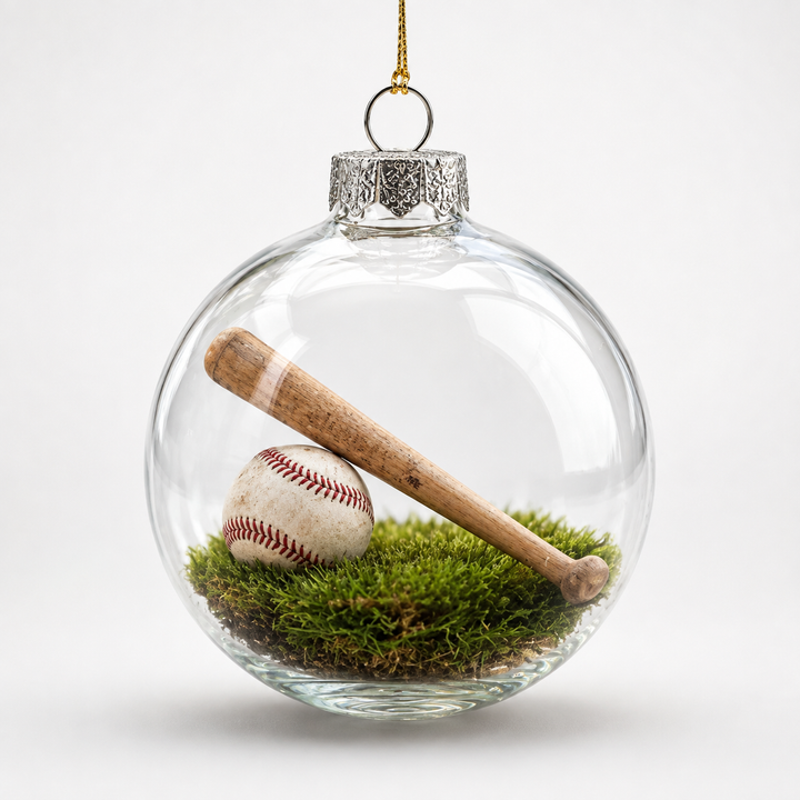 Fint julgranspynt i akryl med detaljerat baseball mönster