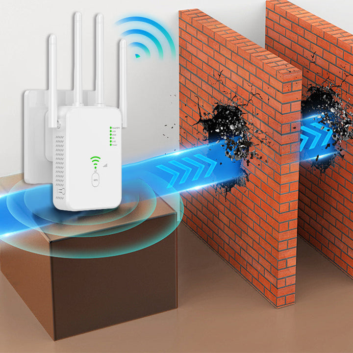 WiFi-repeater som skickar signaler genom väggar i ett hem