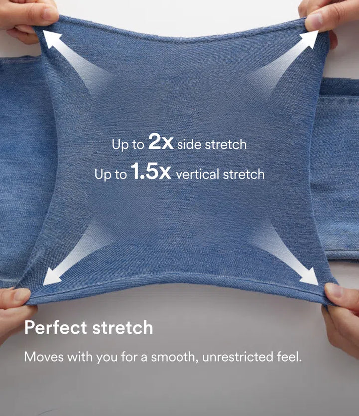 Beiga damjeans med vida ben och hög midja i bekväm stretch