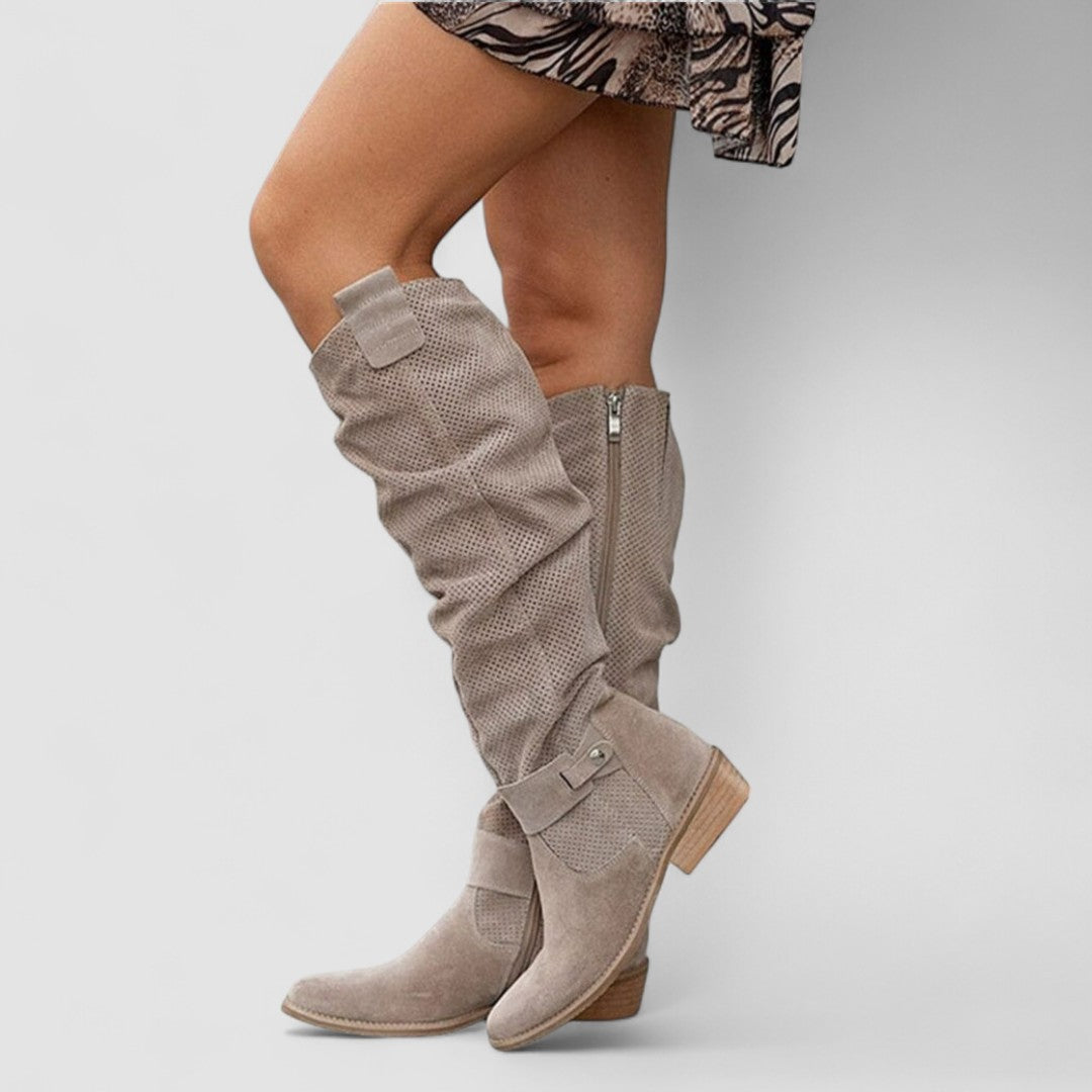 Hazel westernboots i khaki buren med kjol