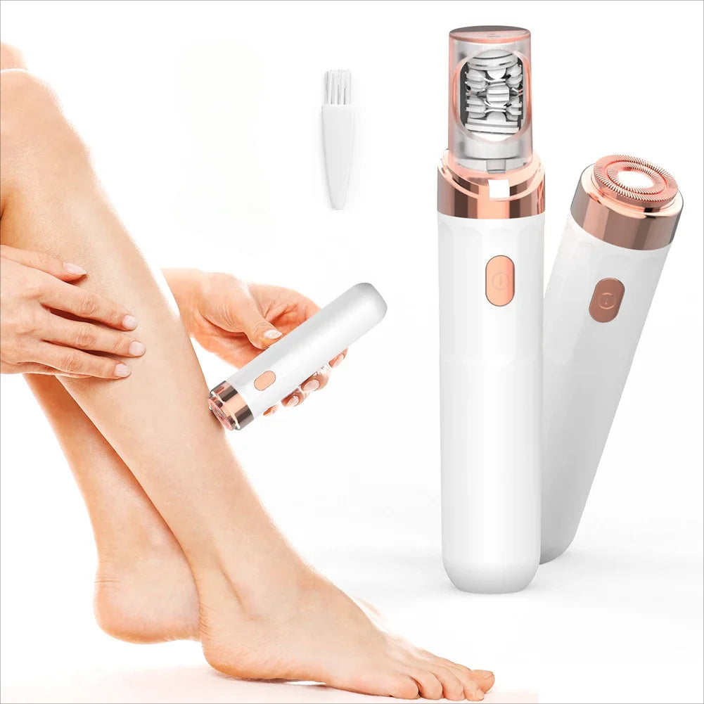 2-i-1 epilator och ansiktshårborttagare för kvinnor i vit design