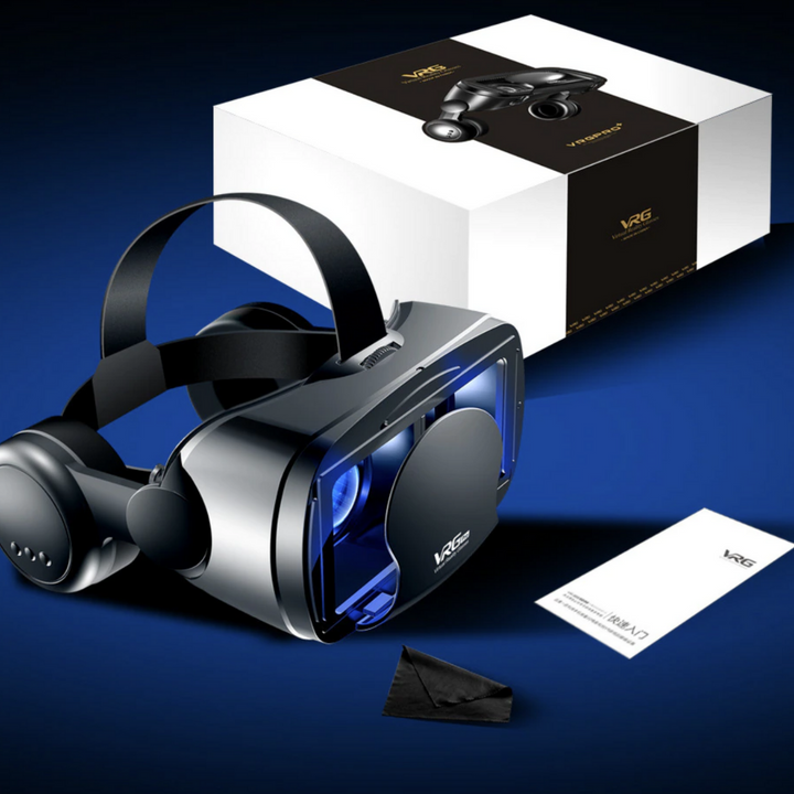 VR-glasögon headset med tillbehör och förpackningslåda