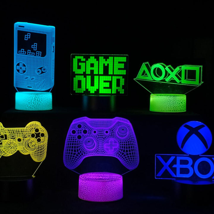 3D LED-lampa med gamer-motiv och 16 färger för spelrummet