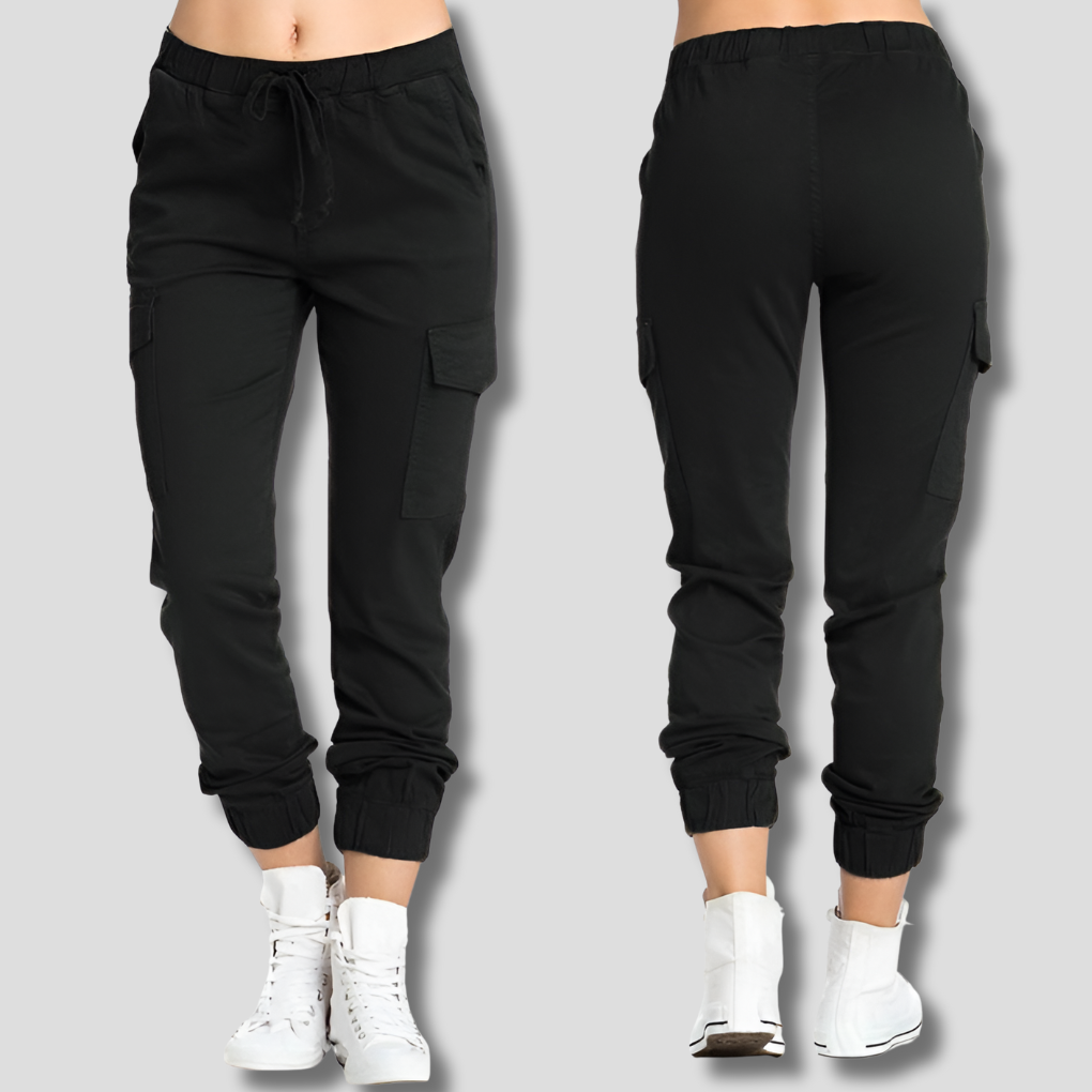 Snygga cargobyxor för dam i grön färg med sidofickor för en trendig streetwear-stil