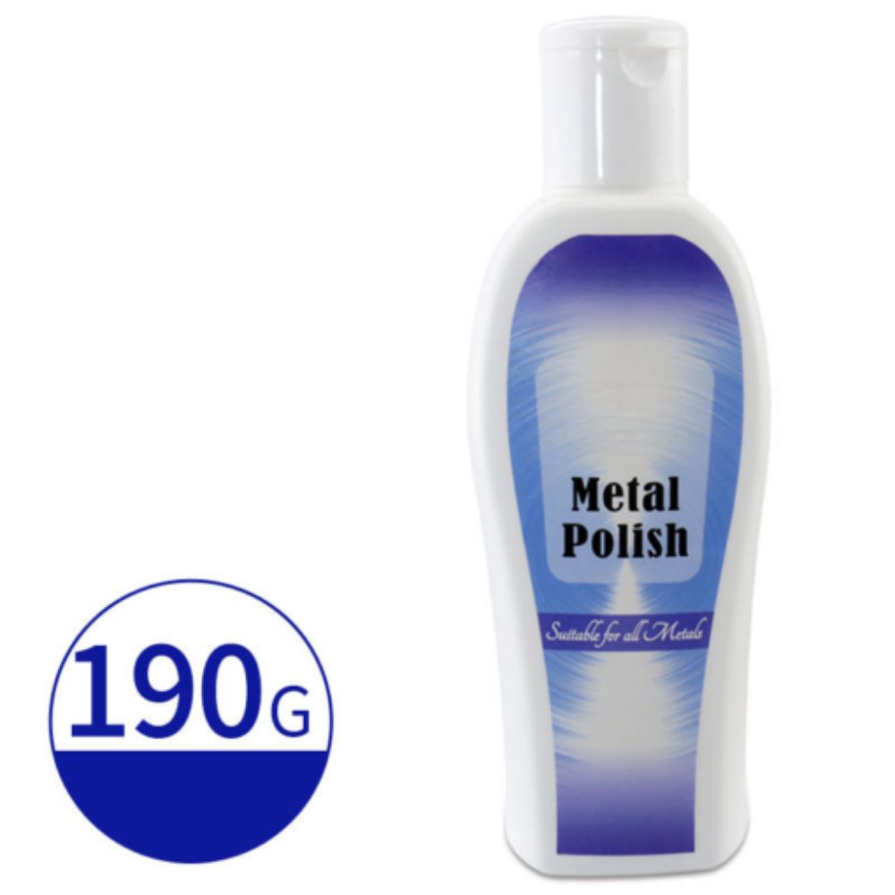 Vit tub med metallputs bredvid ikon som visar 190 gram