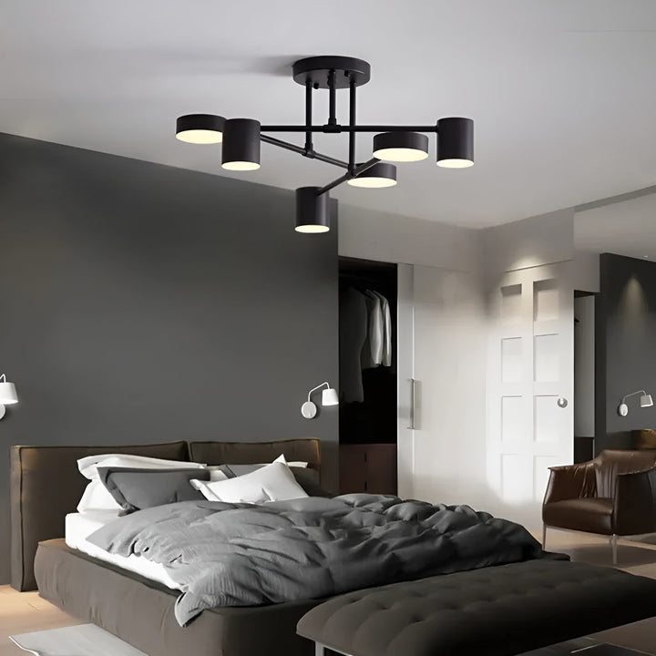 Stilren taklampa med integrerad LED och sex armar för modern hembelysning