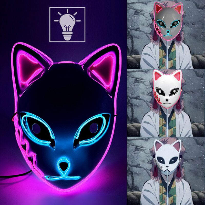 Röd cosplay mask med ljuseffekter för halloween och maskerad
