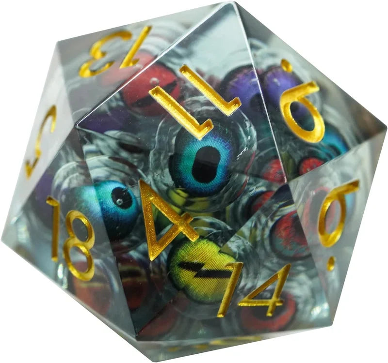 Genomskinliga polyhedral dice med drömsk design för samlare