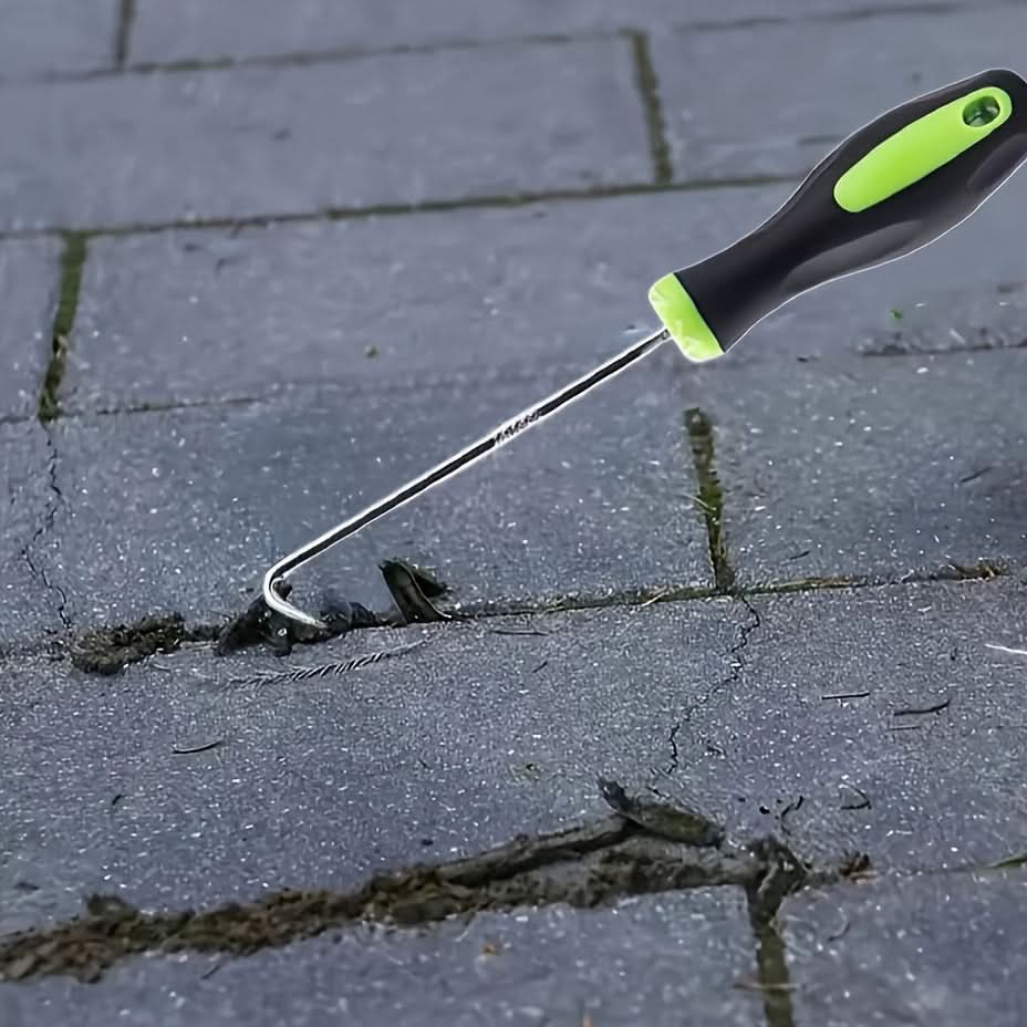 Ogräsrensare i rostfritt stål som rensar ogräs mellan markstenar