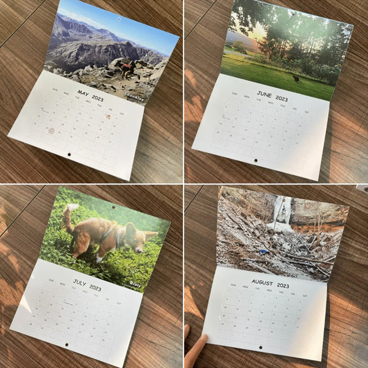 "2023 Hundkalender för hundälskare, glansigt papper, bilder av hundar i avslappnade poser, perfekt rolig present."